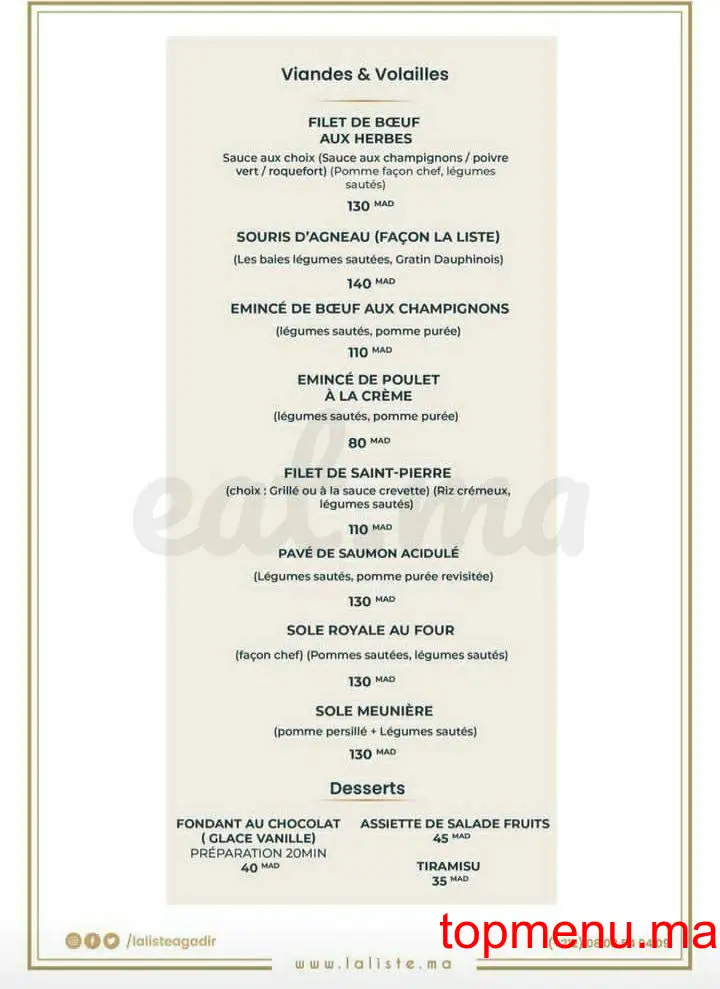 La liste Agadir menu page 5