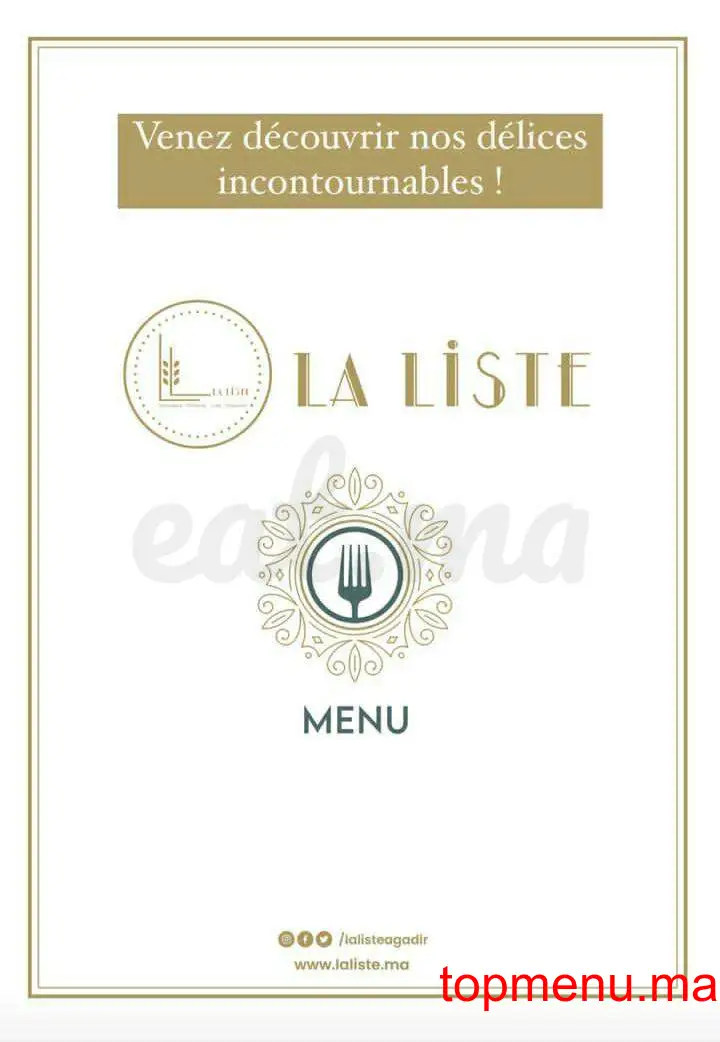 La liste Agadir menu page 1