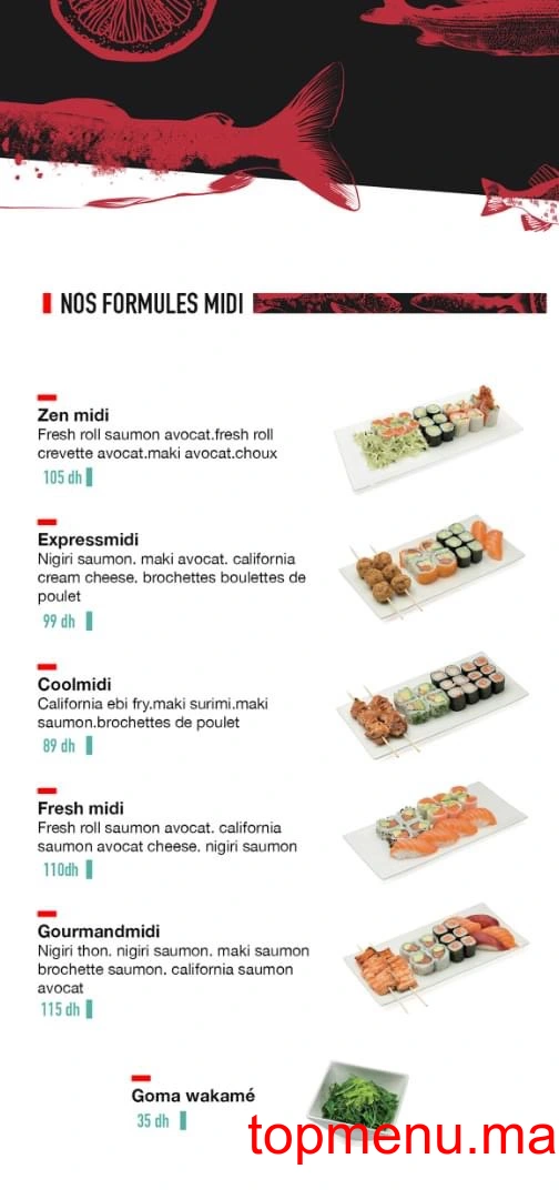 Soma Sushi menu page 1