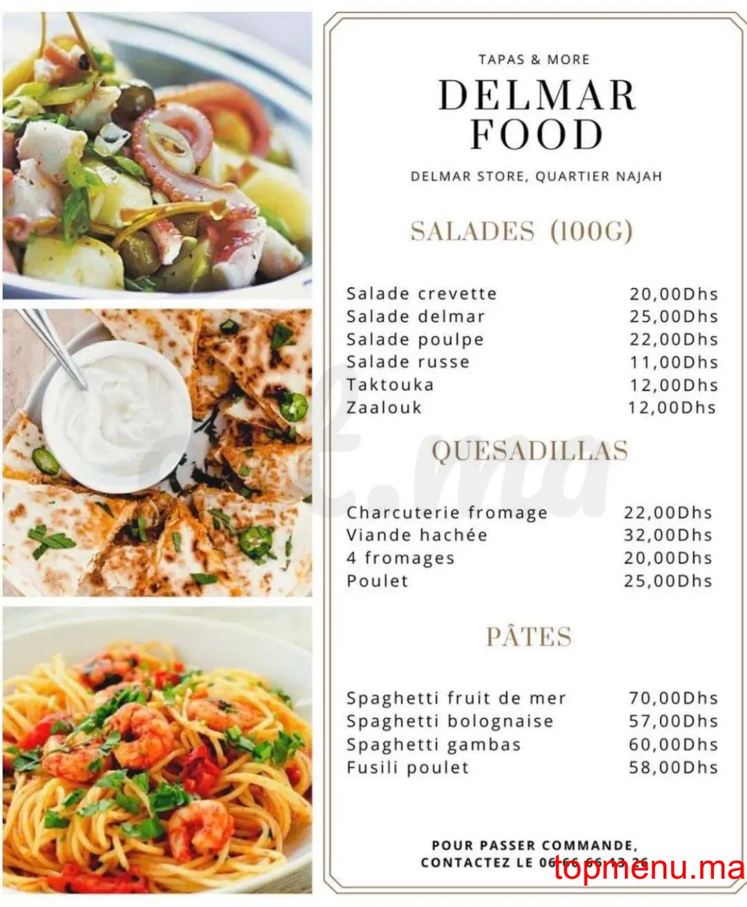 Delmar food menu page 1