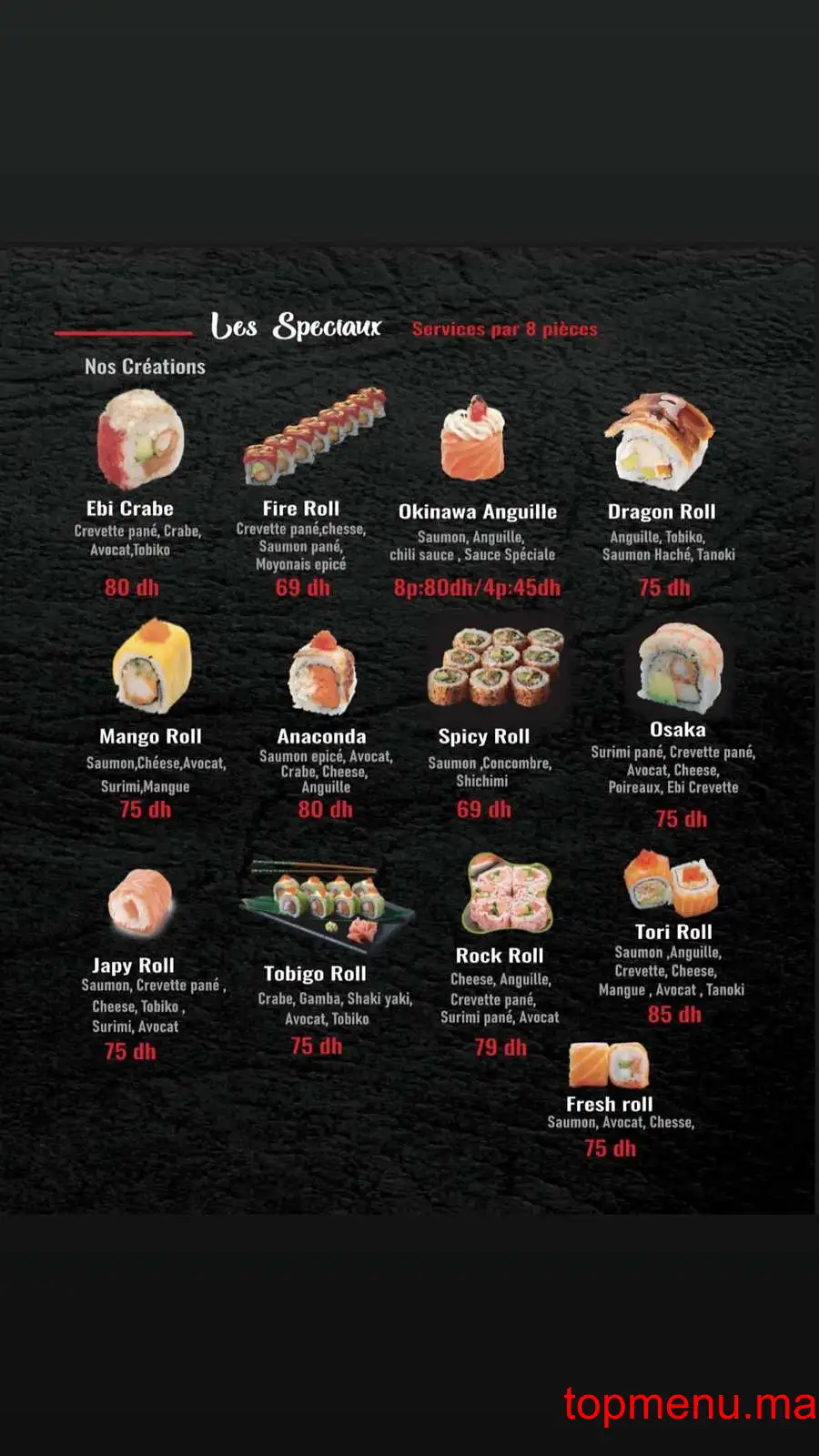 Tori sushi menu page 8