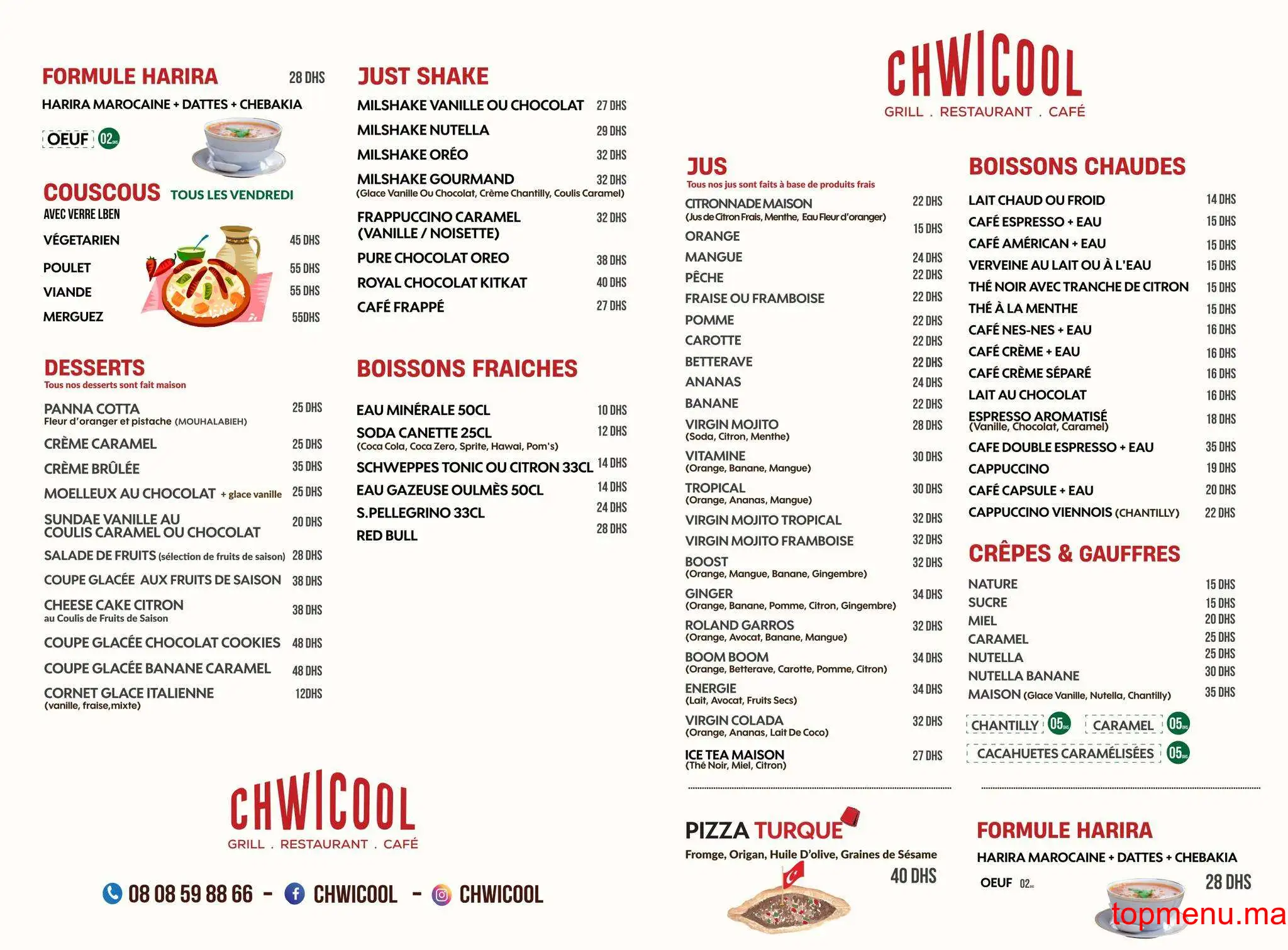 Chwi Cool menu page 2