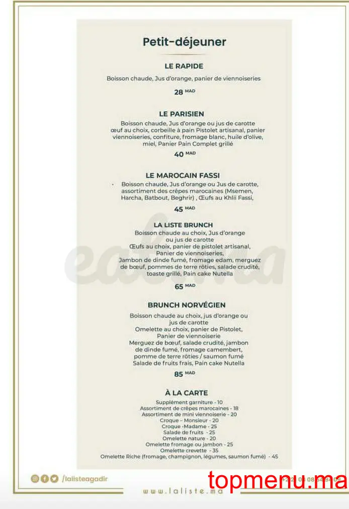 La liste Agadir menu page 2