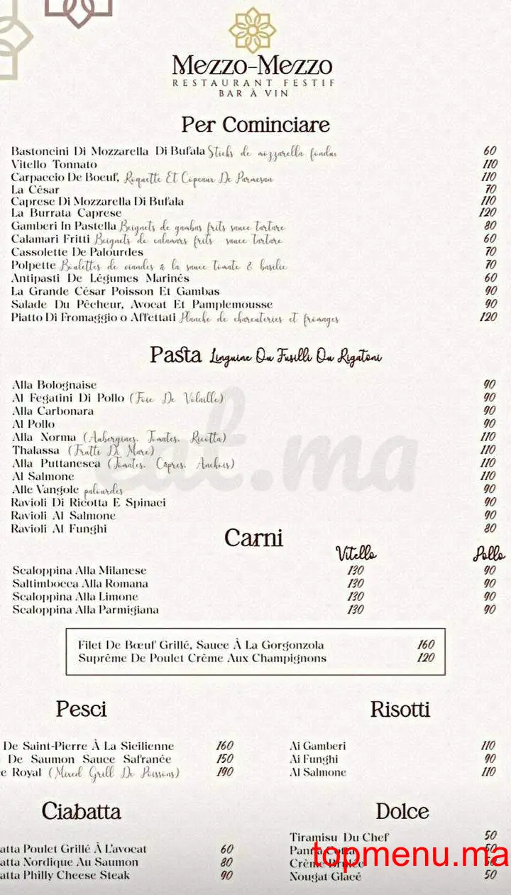 MEZZO-MEZZO menu page 1