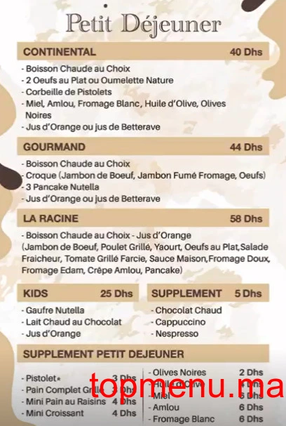 cafe la racine menu page 1