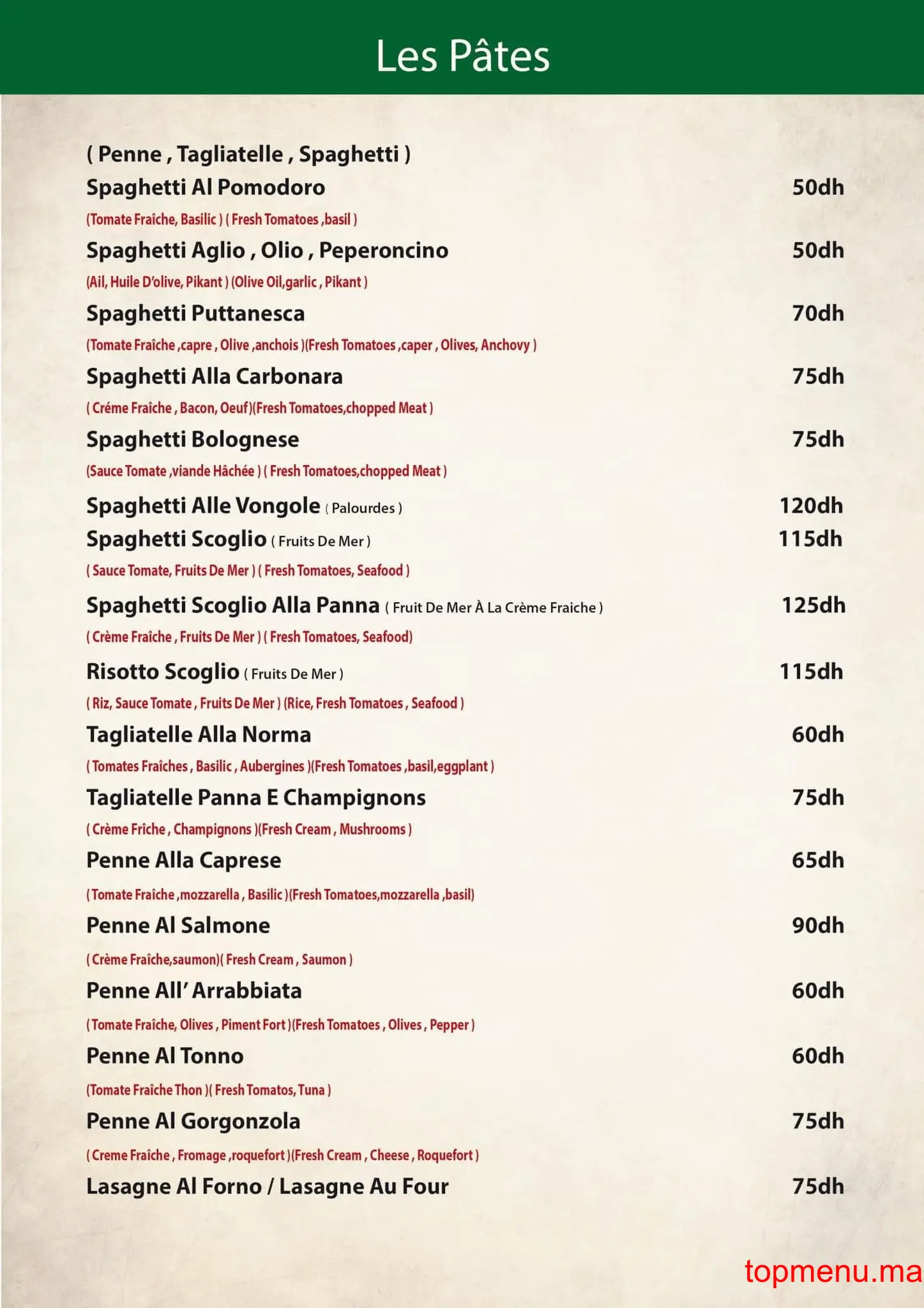 Little Italy menu page 3