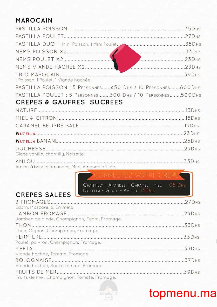 Tafarnout menu page 4