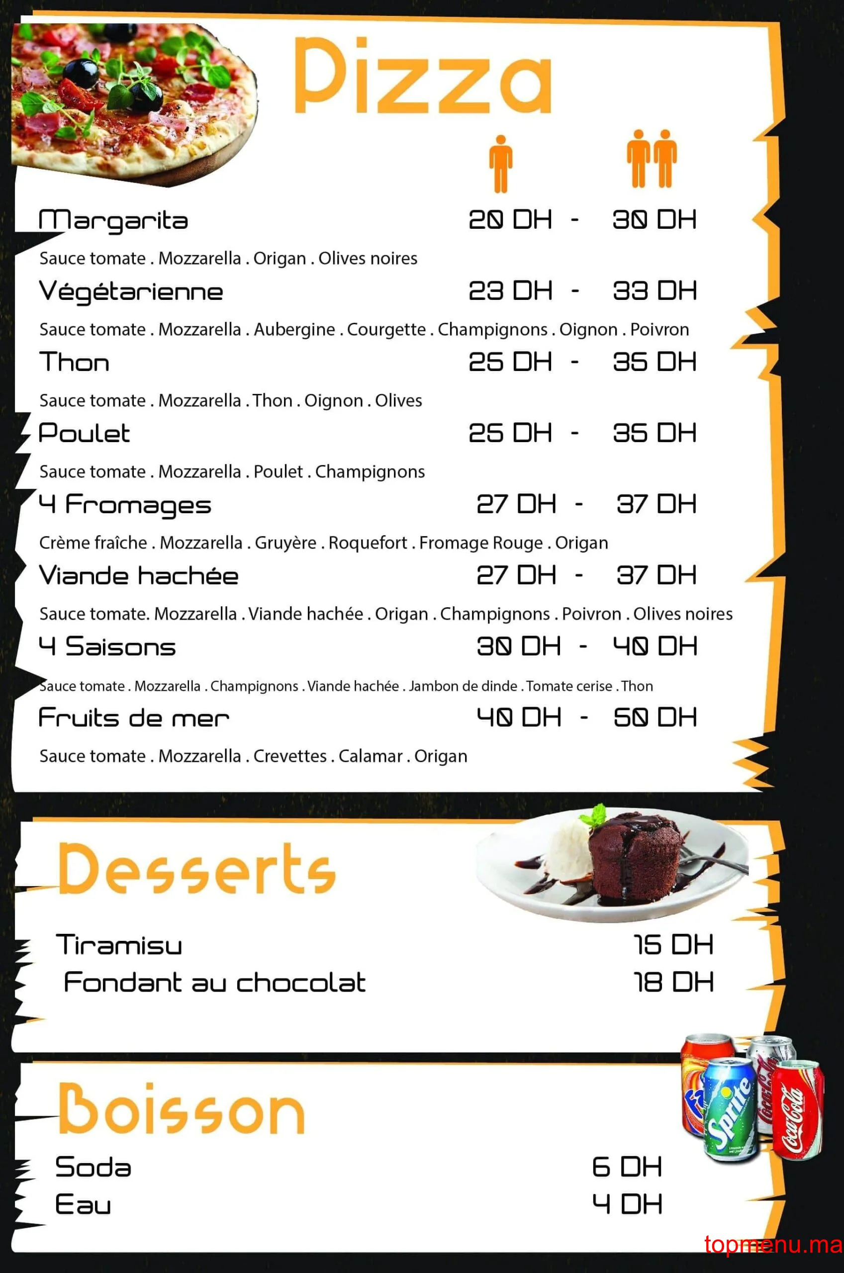 O’Snack menu page 1