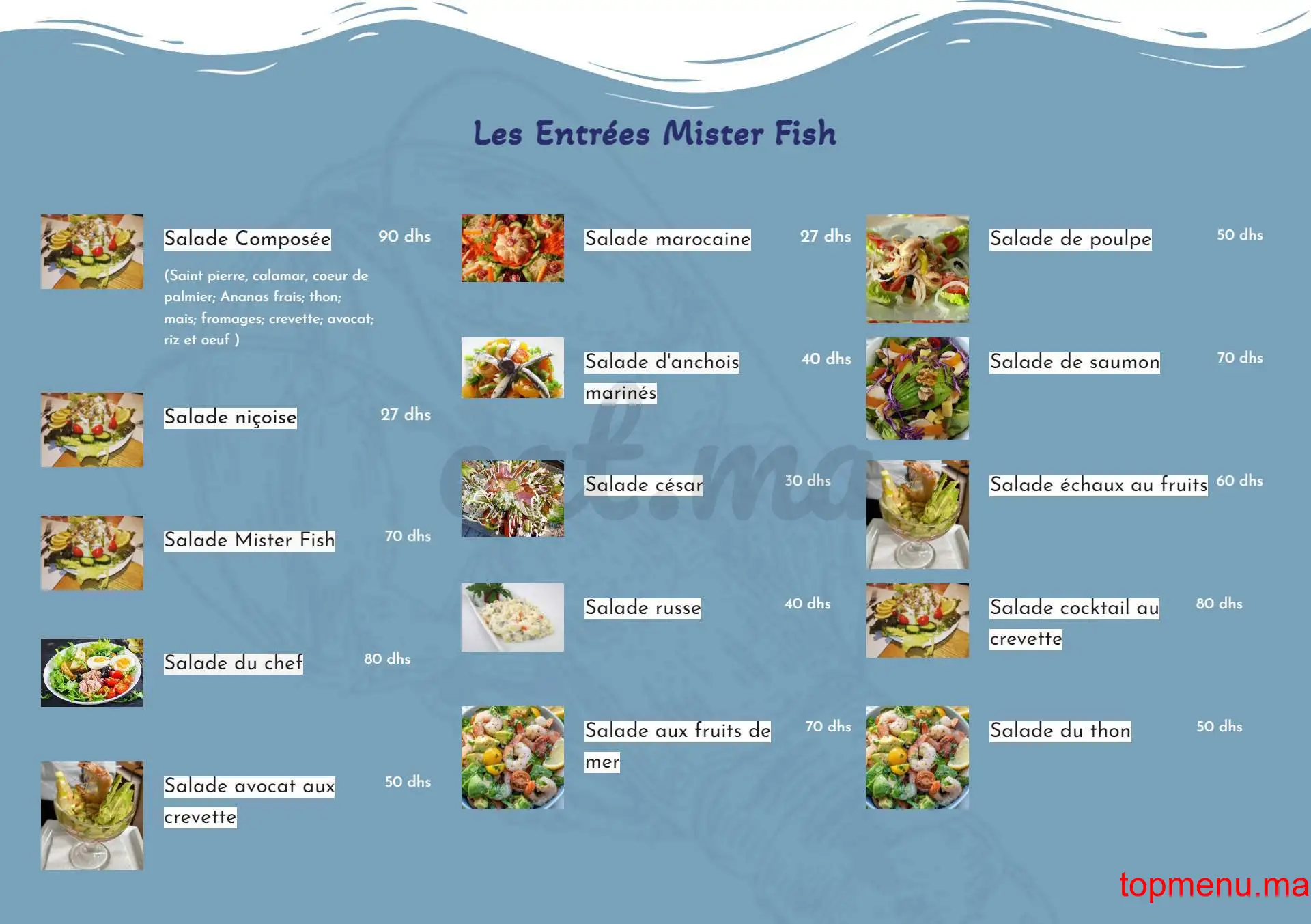 Mister Fish menu page 1