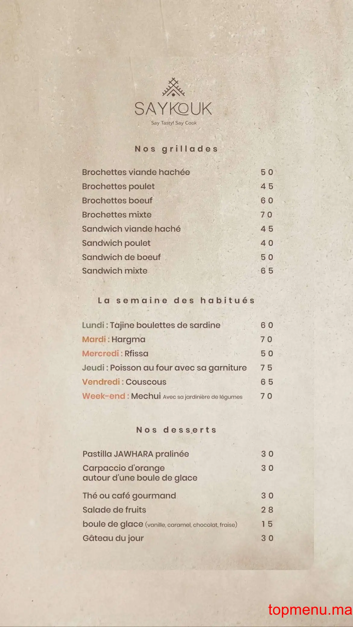 Saykouk Rooftop menu page 3