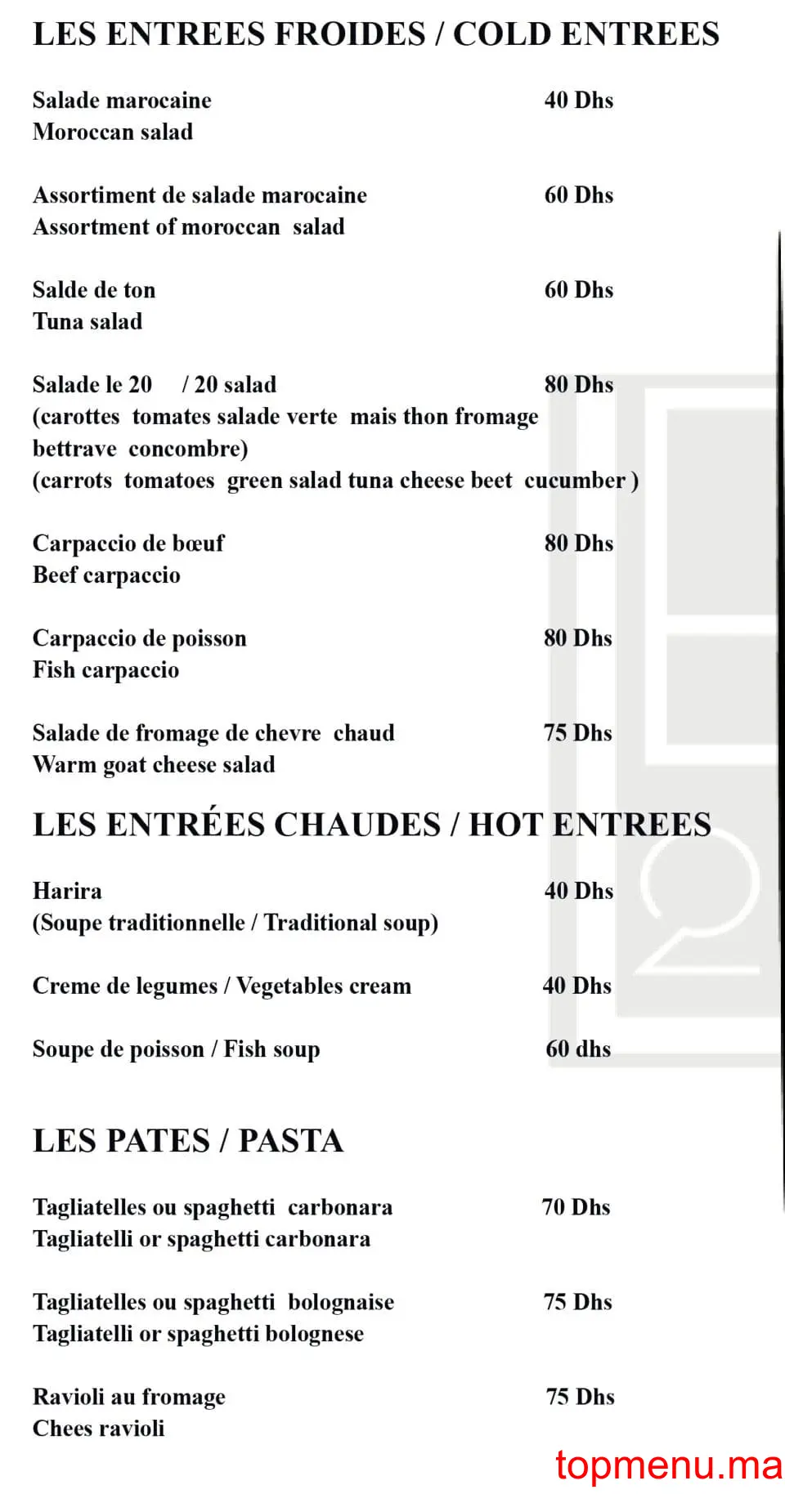 Le 20 menu page 2