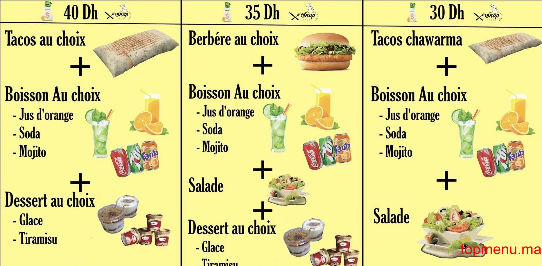 Snap Tacos menu page 3