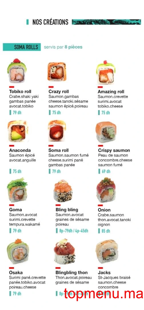 Soma Sushi menu page 10