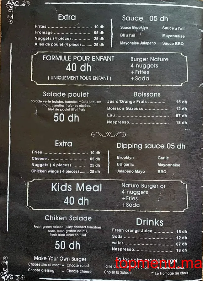 Brooklyn Burger menu page 1