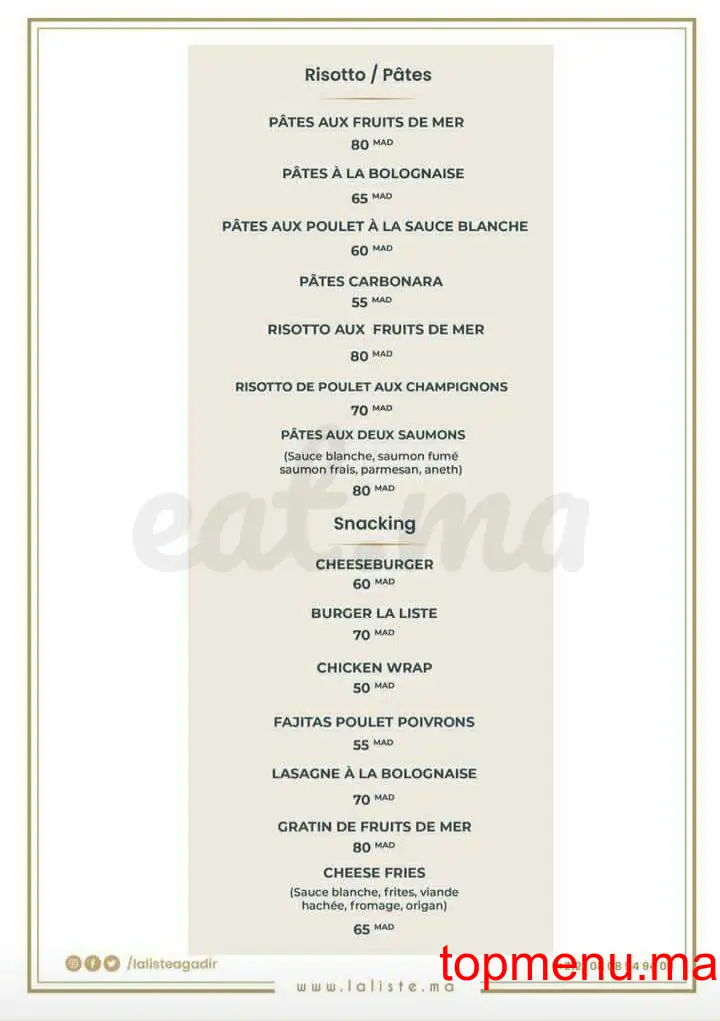 La liste Agadir menu page 3