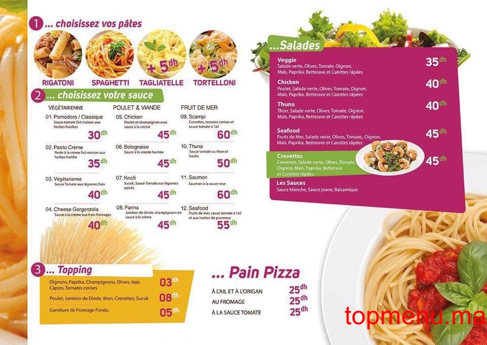 Pasta Basta menu page 2