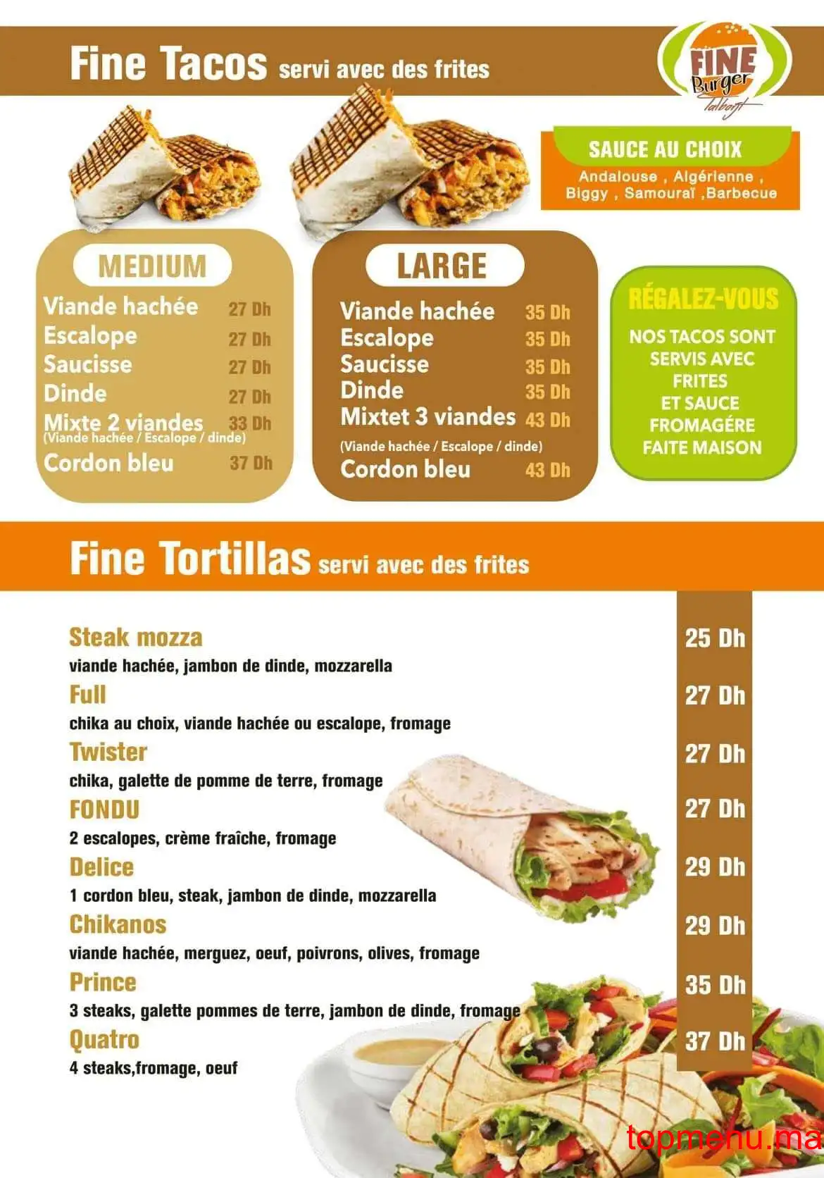 Fine Burger Talborjt menu page 2