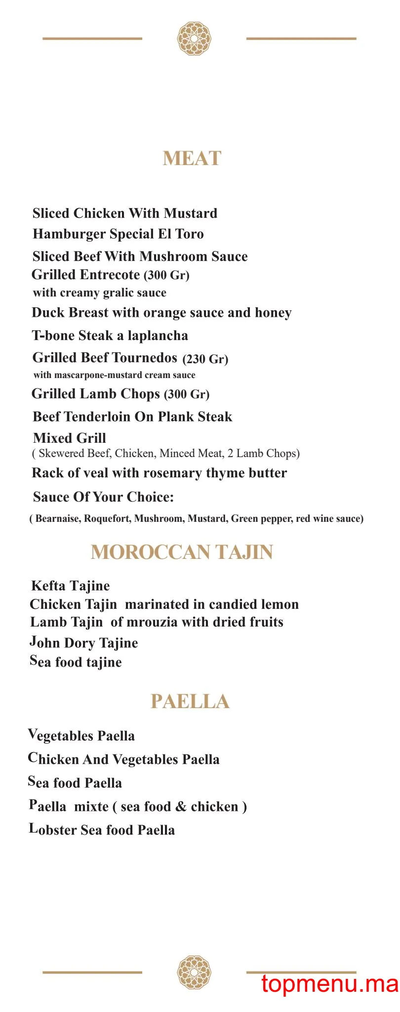 EL TORO menu page 2