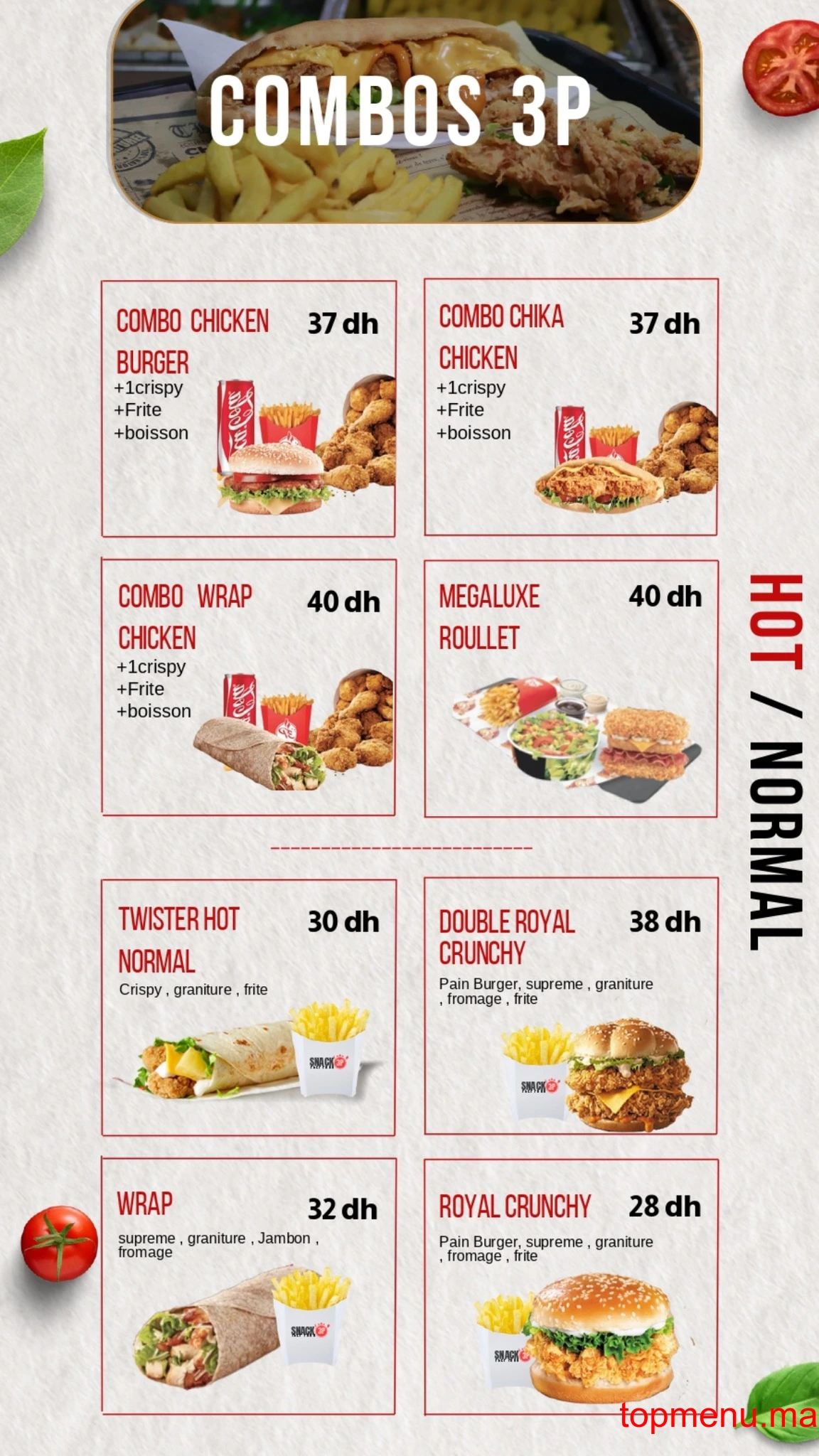 Snack 3P menu page 1