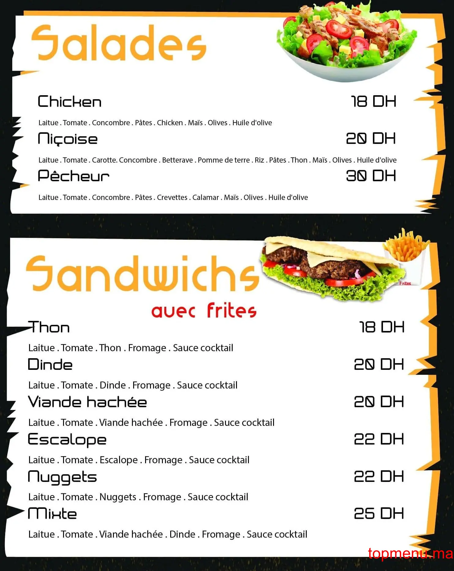 O’Snack menu page 2