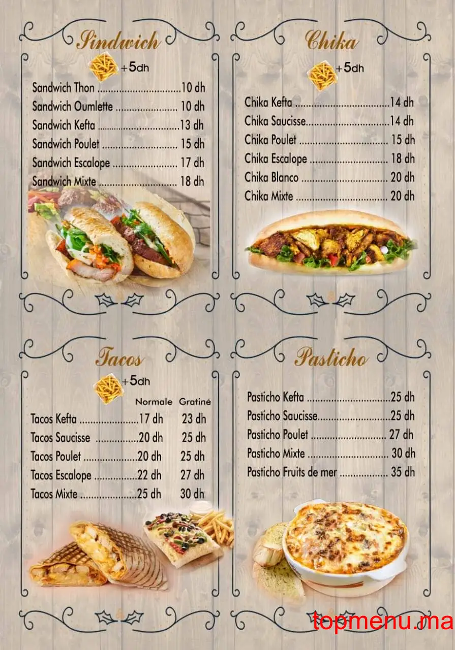 Dinde Land menu page 4