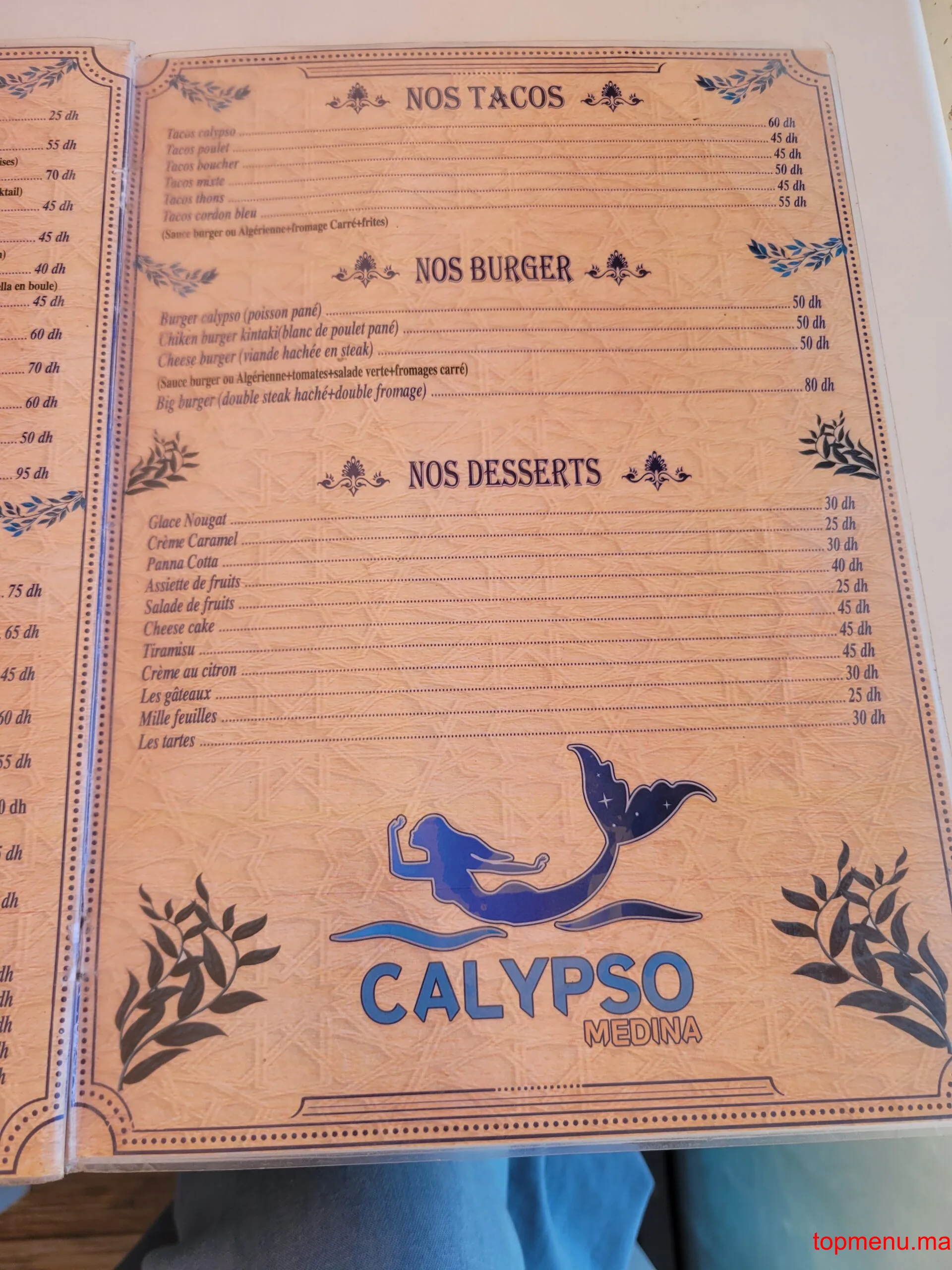 Calypso Medina menu page 4