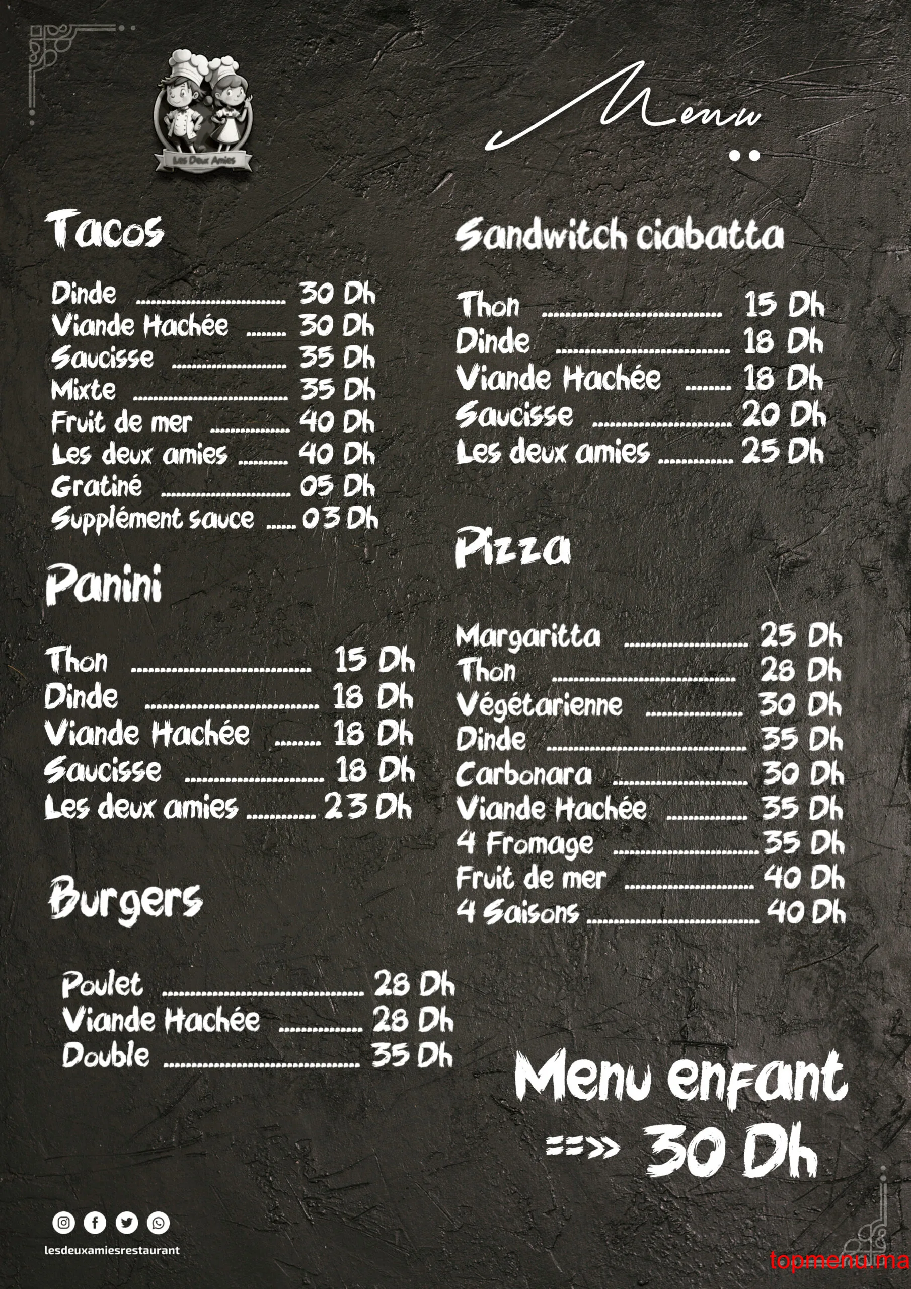 Snack & Café Les Deux Amis menu page 3