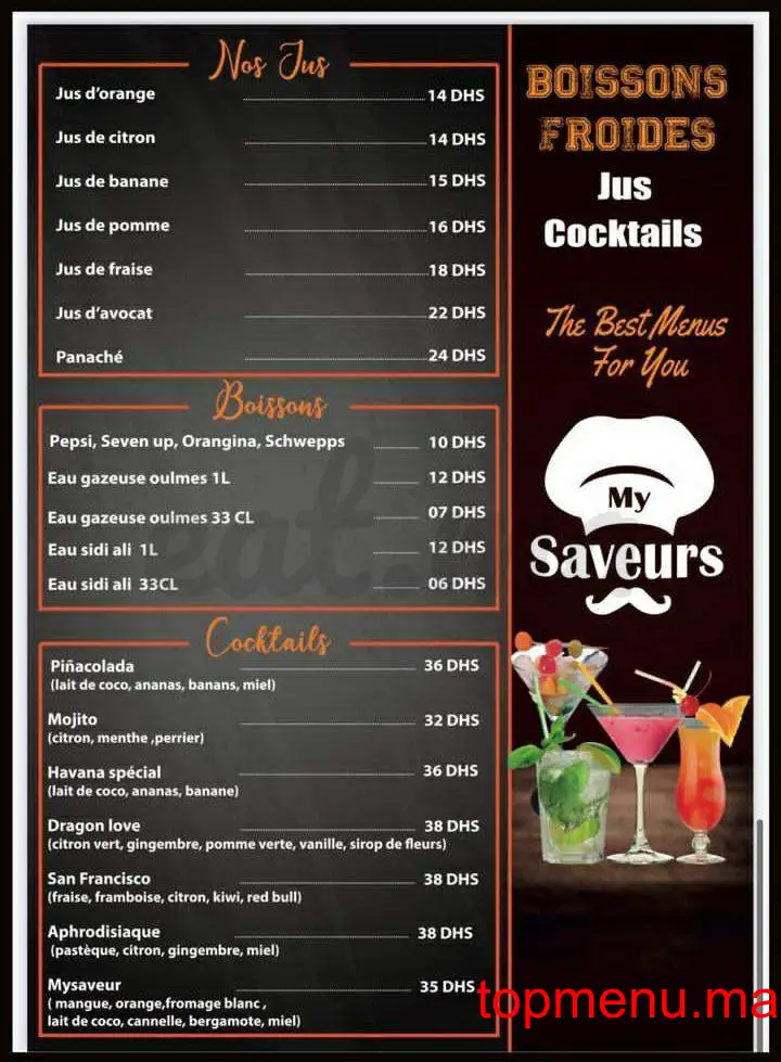 My Saveurs menu page 3