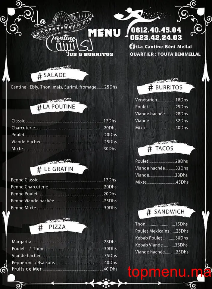 La Cantine menu page 1