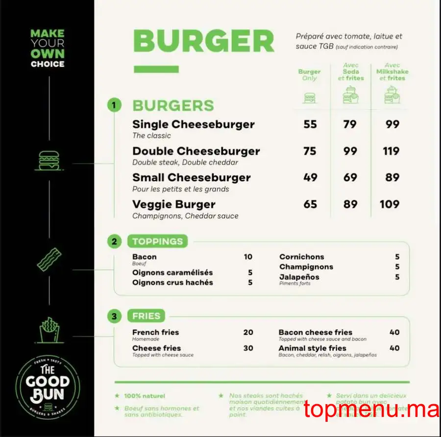 The GoodBun menu page 1