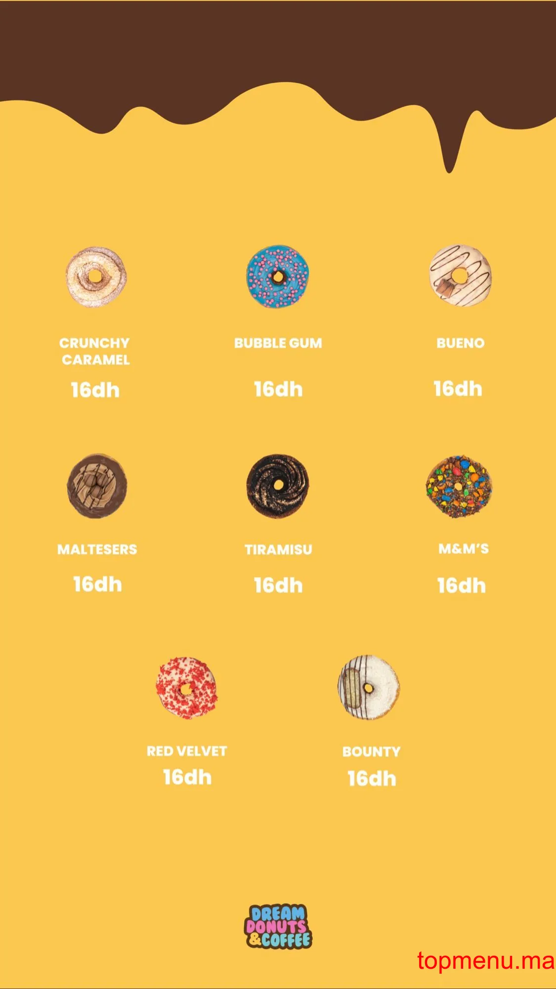 Dream donuts menu page 1