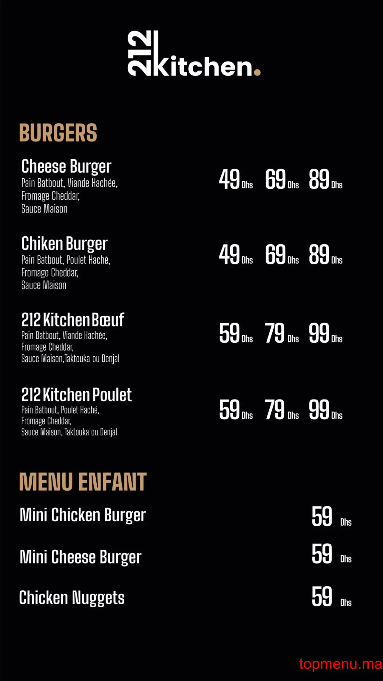 212 Kitchen menu page 3