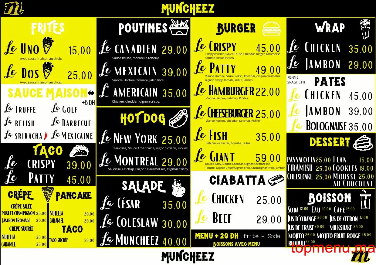 Muncheez menu page 1