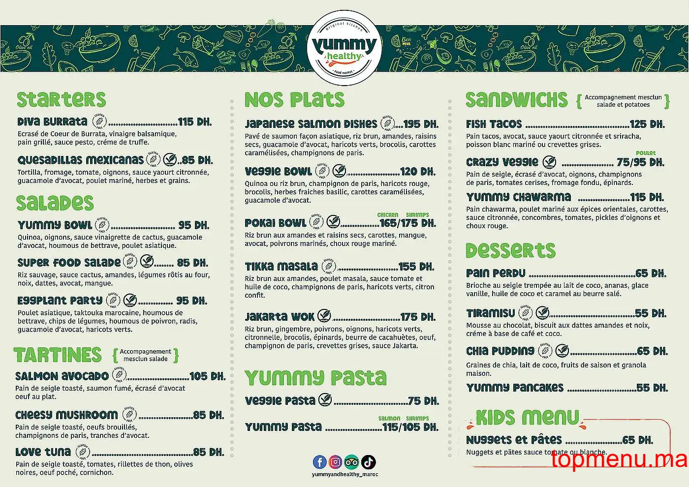 Yummy and Healthy menu page 2