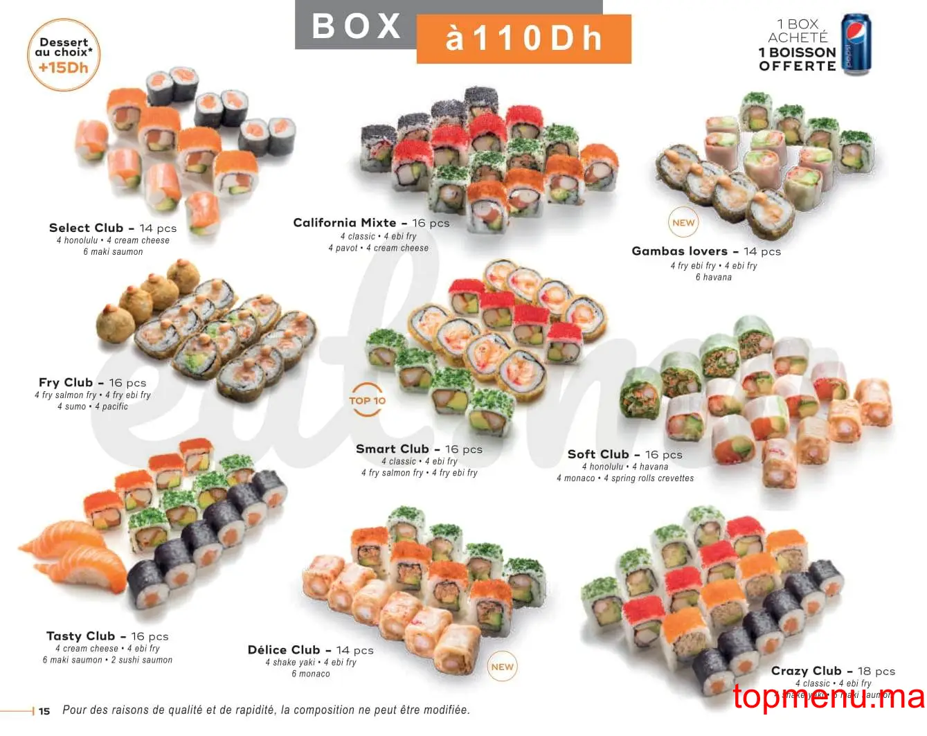 SushiClub Californie menu page 15