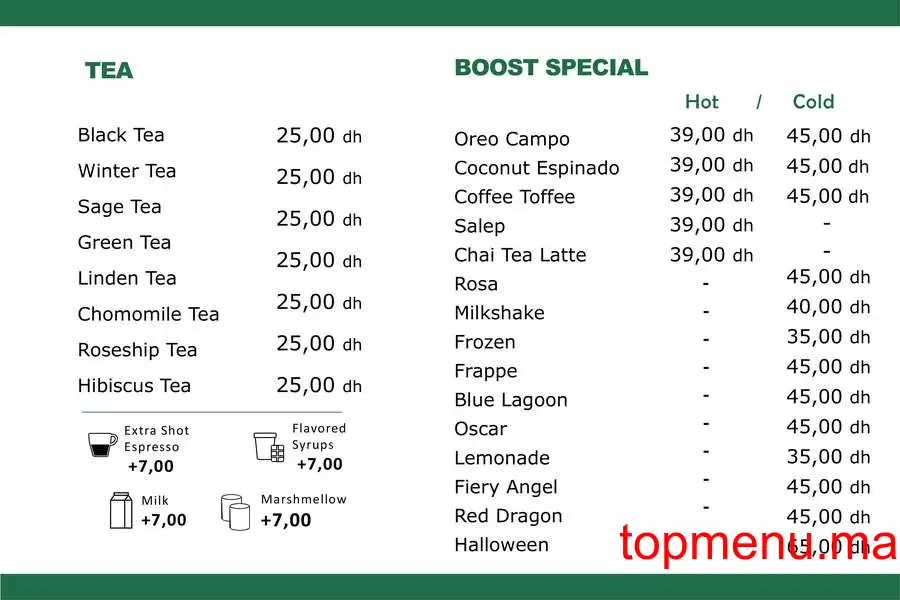 Boost Coffee Abdelmoumen menu page 1