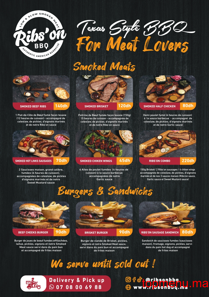 Ribs’on BBQ menu page 1