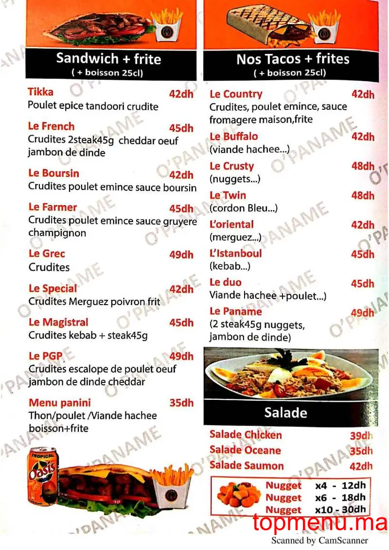 French O’Paname menu page 3