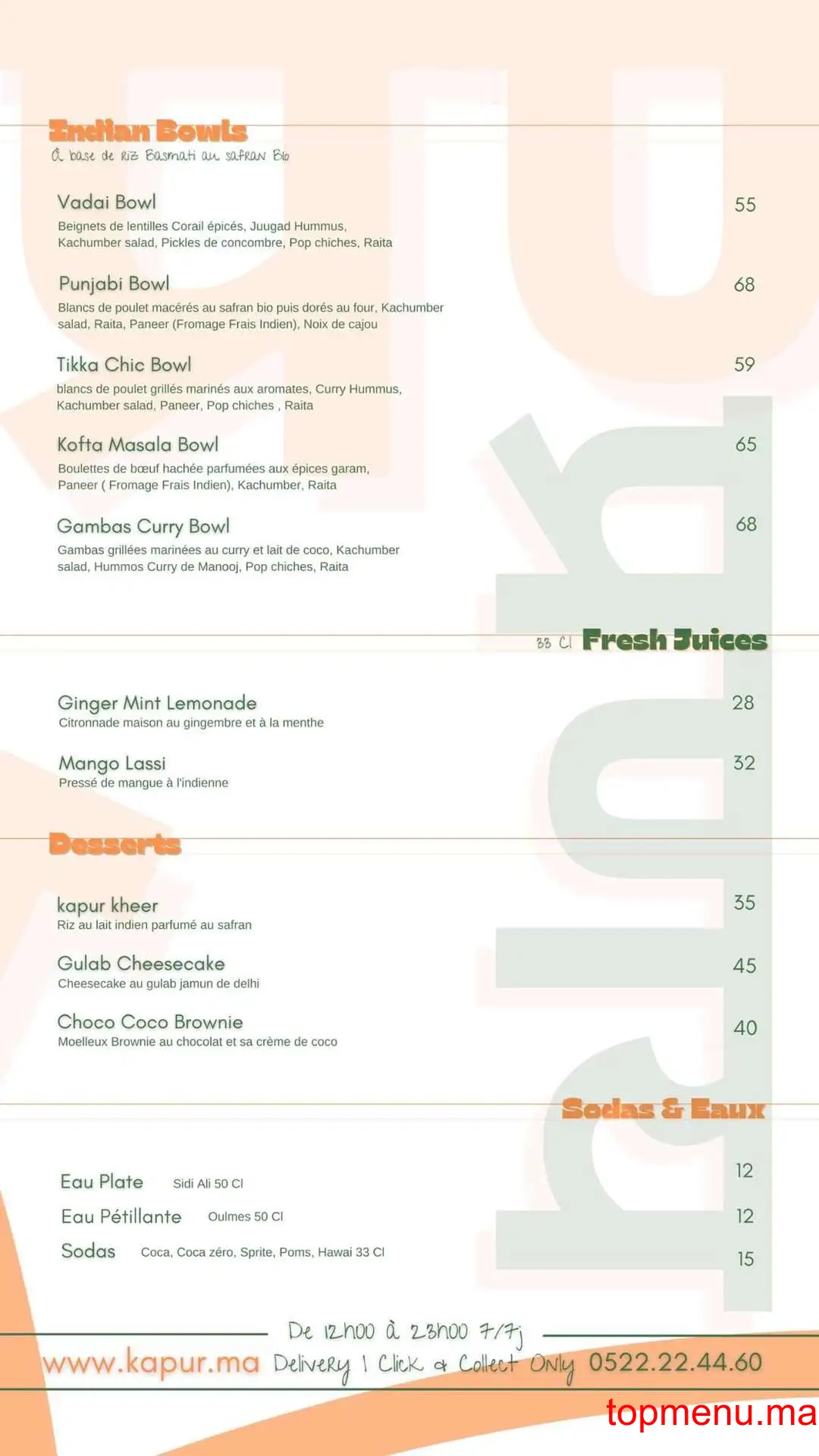 Kapur menu page 2