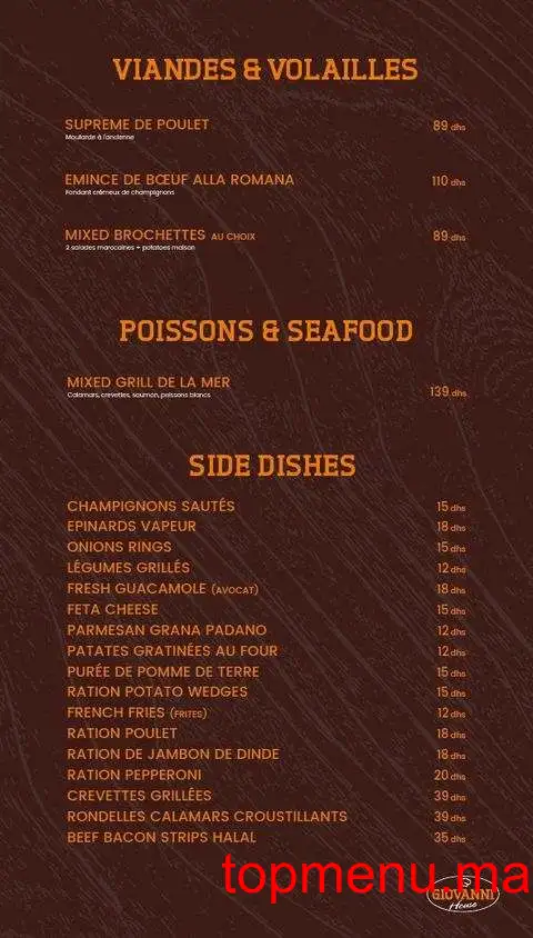 Giovanni House menu page 4