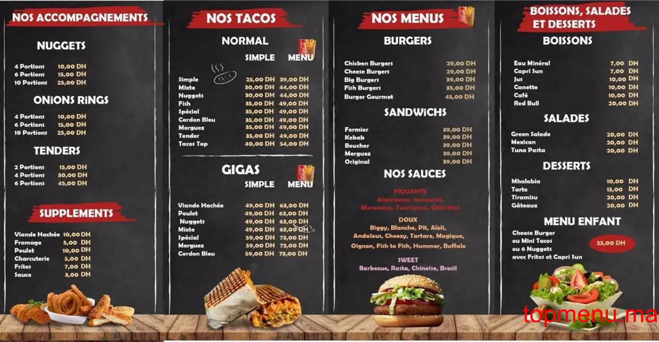 Tacos Top London menu page 1