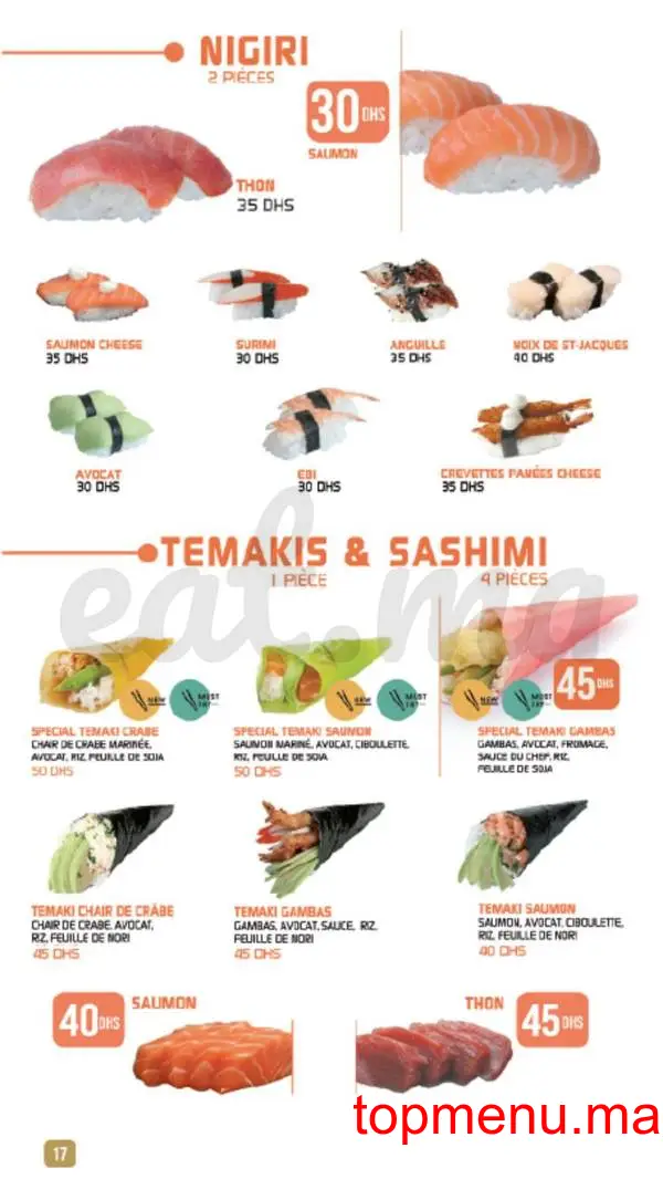 Shiru – Sushis – Thaï & Woks menu page 16