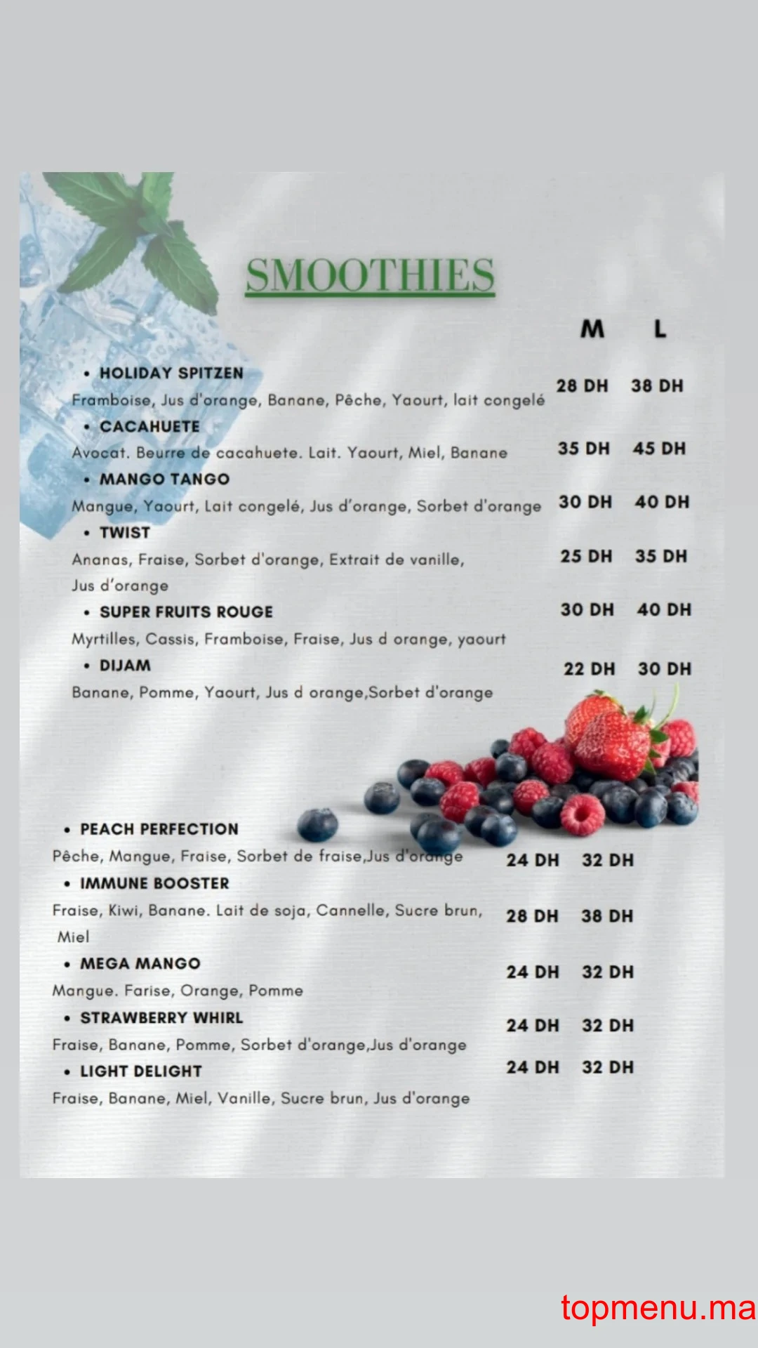 Natural Juice Ghandi menu page 7