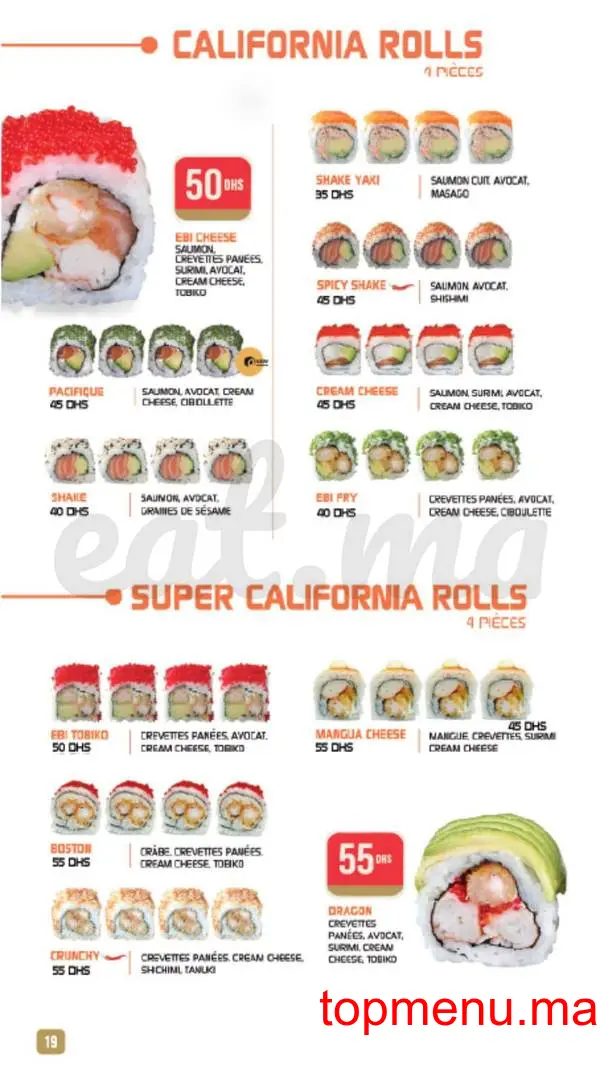 Shiru – Sushis – Thaï & Woks menu page 18