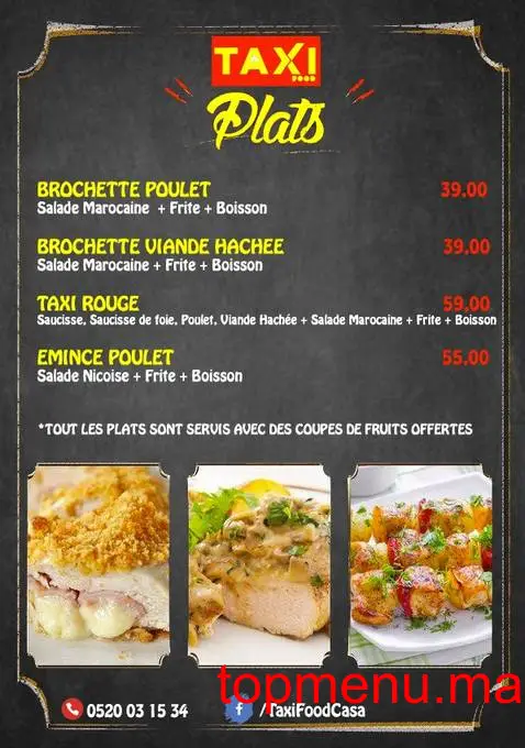 Taxi food menu page 1