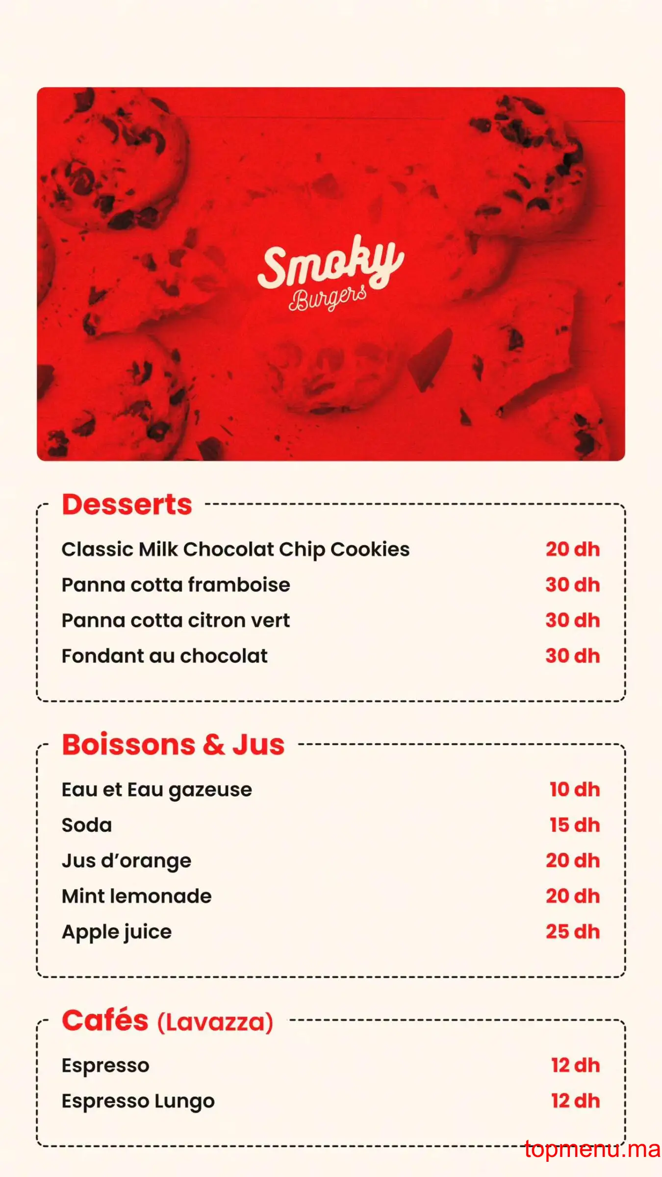 Smoky Burgers menu page 4