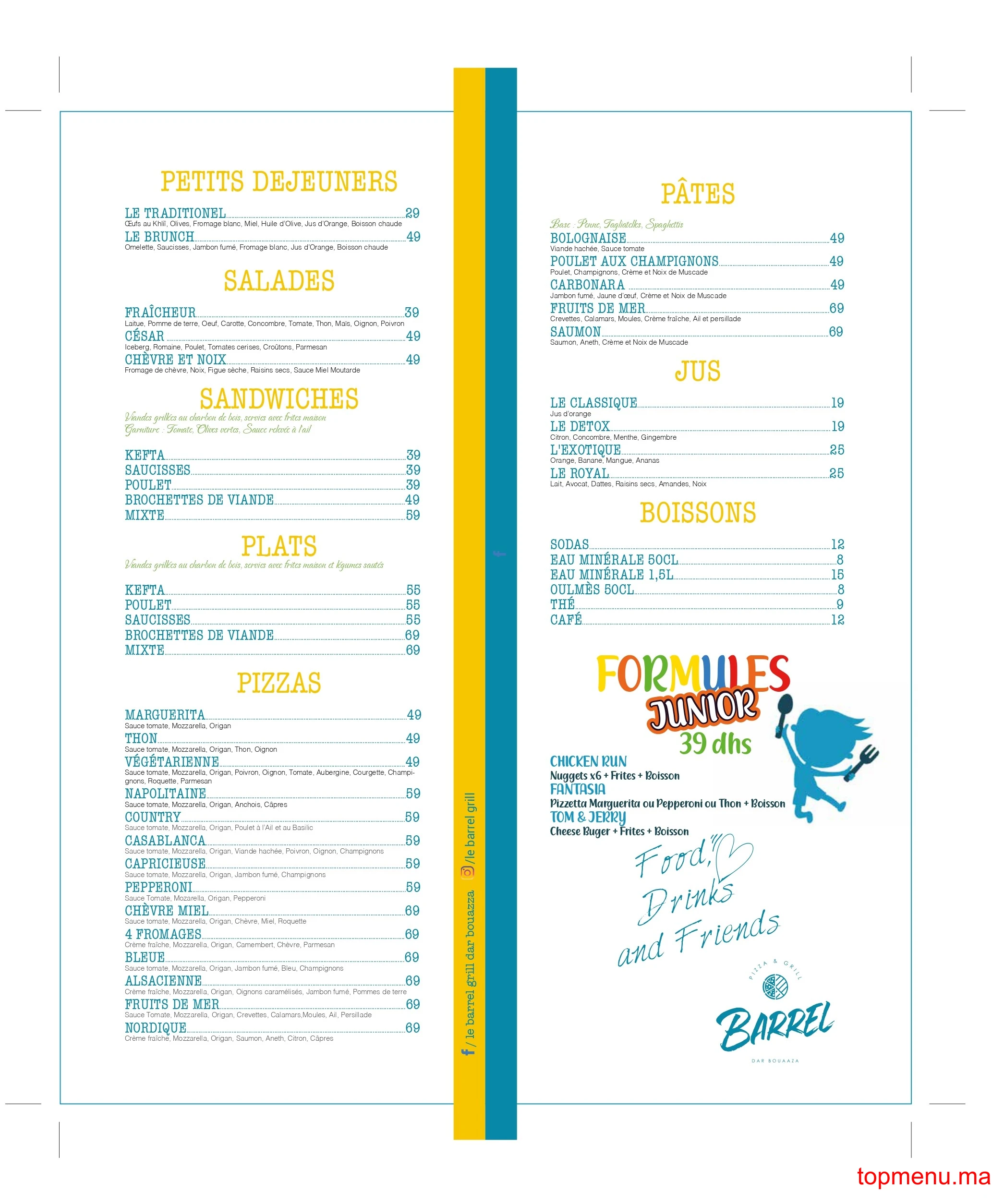 Le Barrel Grill Dar Bouazza menu page 1