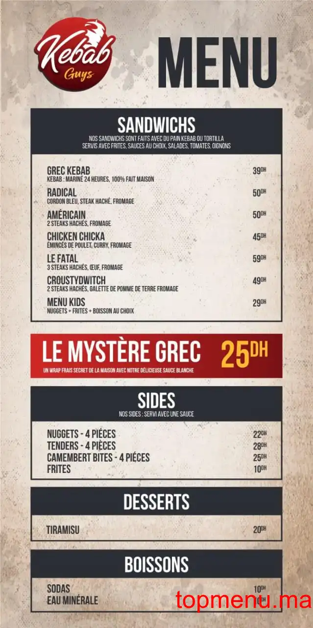 Kebab Guys menu page 1