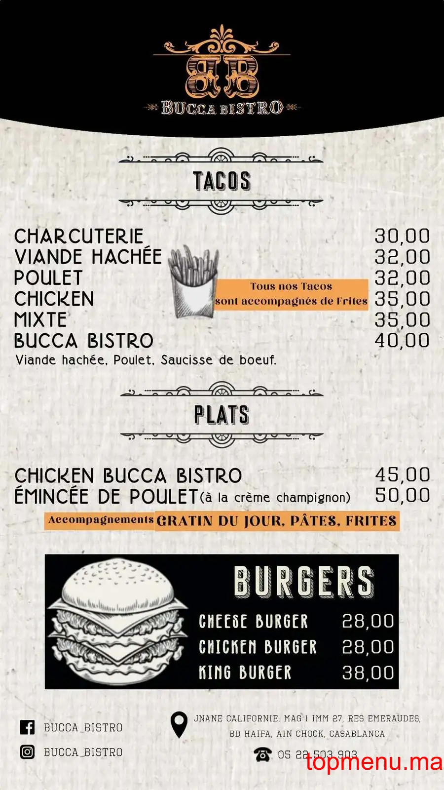 Bucca Bistro menu page 2