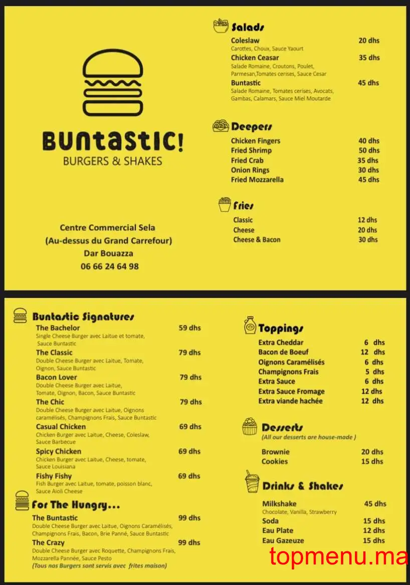 Buntastic menu page 1